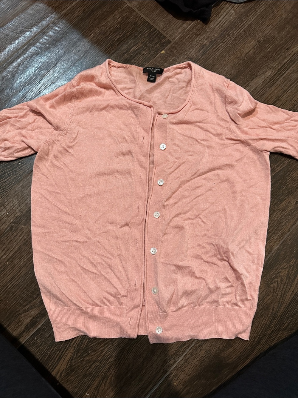 Ann Taylor Soft Blush Crewneck Cardigan